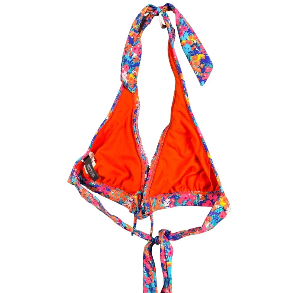 Kenneth Cole Reaction Floral Ruffle Bikini Set Halter 2pc M‎ Y2K